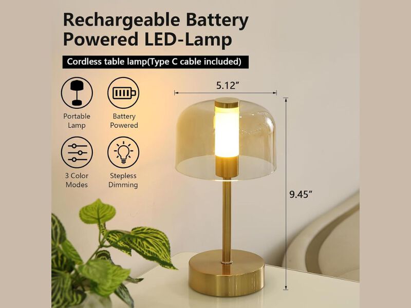 2-Pack Portable USB-Rechargeable Cordless Modern Table Lamp, Touch Dimmable Small Atmosphere Lamp with 4000mAh Battery Operated LED Night Light for Any Space image number 2