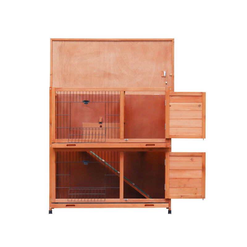 Streamdale 2-Story Outdoor Rabbit Hutch with Run & Removable Trays image number 4