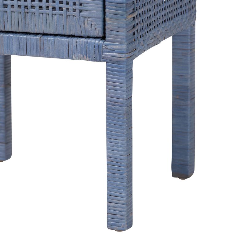 bali & pari Vivan Natural Rattan Nightstand - Handwoven Wicker Accent Bedside Table with Interior Shelving and Elevated Base, French Grey image number 6