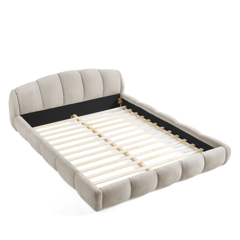 Nefjad Chenille Upholstered Platform Bed Frame image number 6
