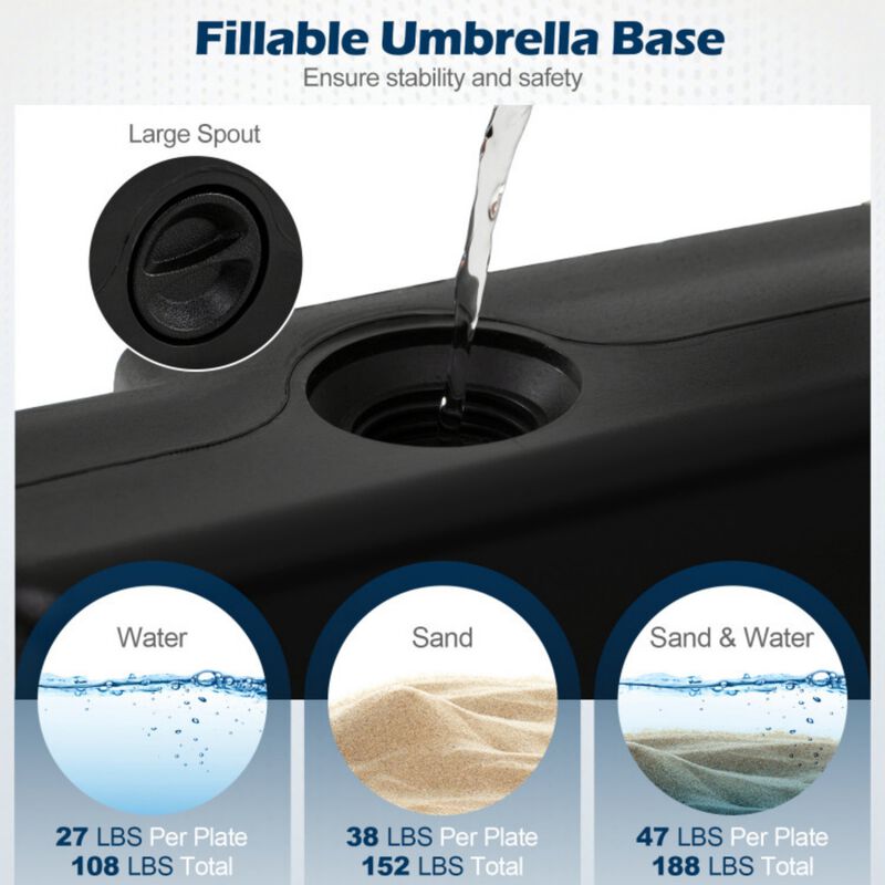 4-Piece 188 LBS Cantilever Offset Patio Umbrella Base image number 5