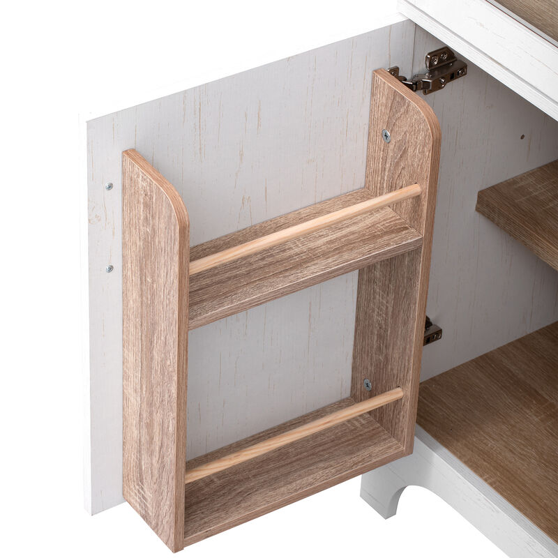 Merax Arched Kitchen Pantry Cabinet with Door Shelves