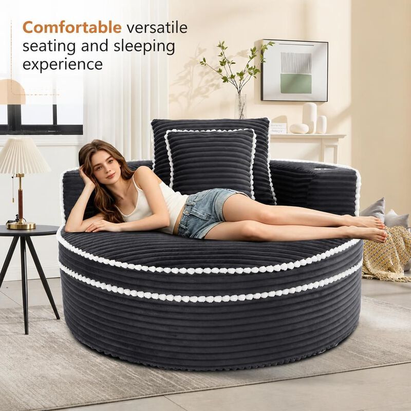 GOODSILO Round Multi-functional Memory Foam Convertible Sofa Bed Sectional Cloud Couch for Small Living Spaces, Apartments and Offices image number 4