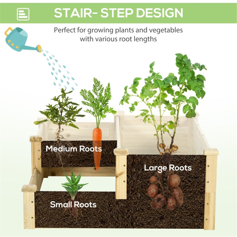 Wooden Raised Garden Bed Elevated Planter for Backyard & Patio