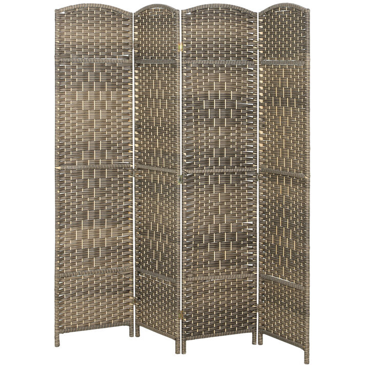 Hivvago 6' Tall Freestanding Wood Privacy Screen with 4 Panels