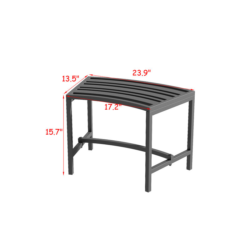 FUFU&GAGA Set of 4 Outdoor Fire Pit Benches &ndash; Black Iron Frame Patio Conversation Chairs, Weather-Resistant Slatted Seats, Stationary Seating for Garden & Backyard, (15.7 in. H x 23.9 in. W x 13.5 in. D), Black