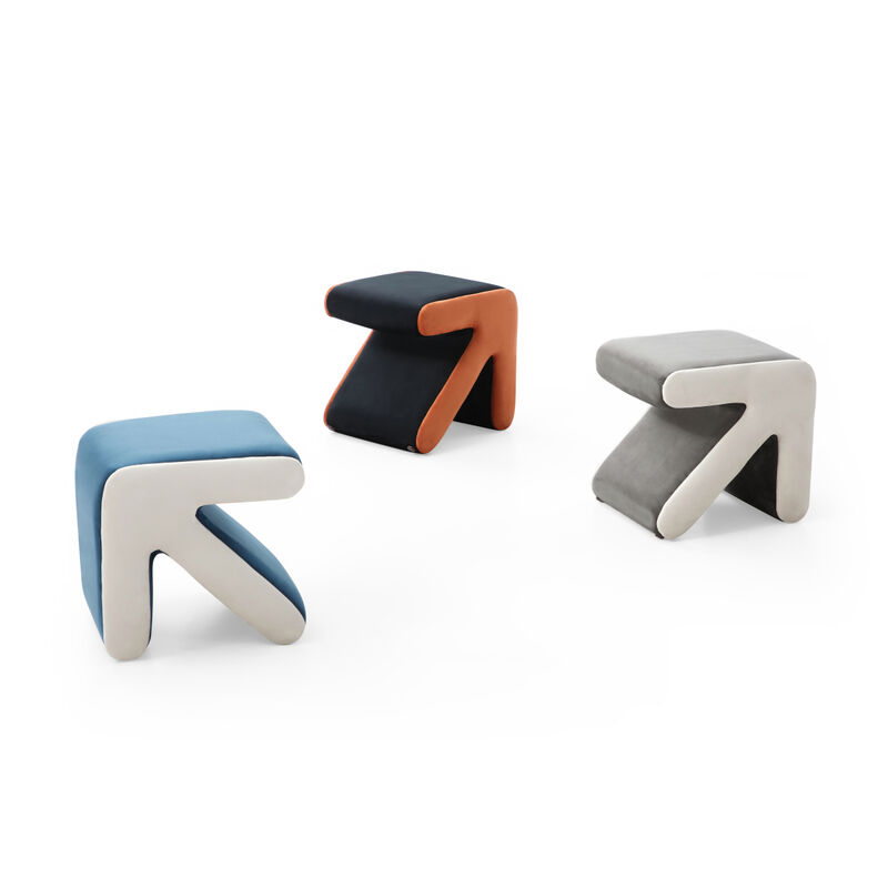 Streamdale Grey+Beige Multifunctional Velvet Stool Ottoman