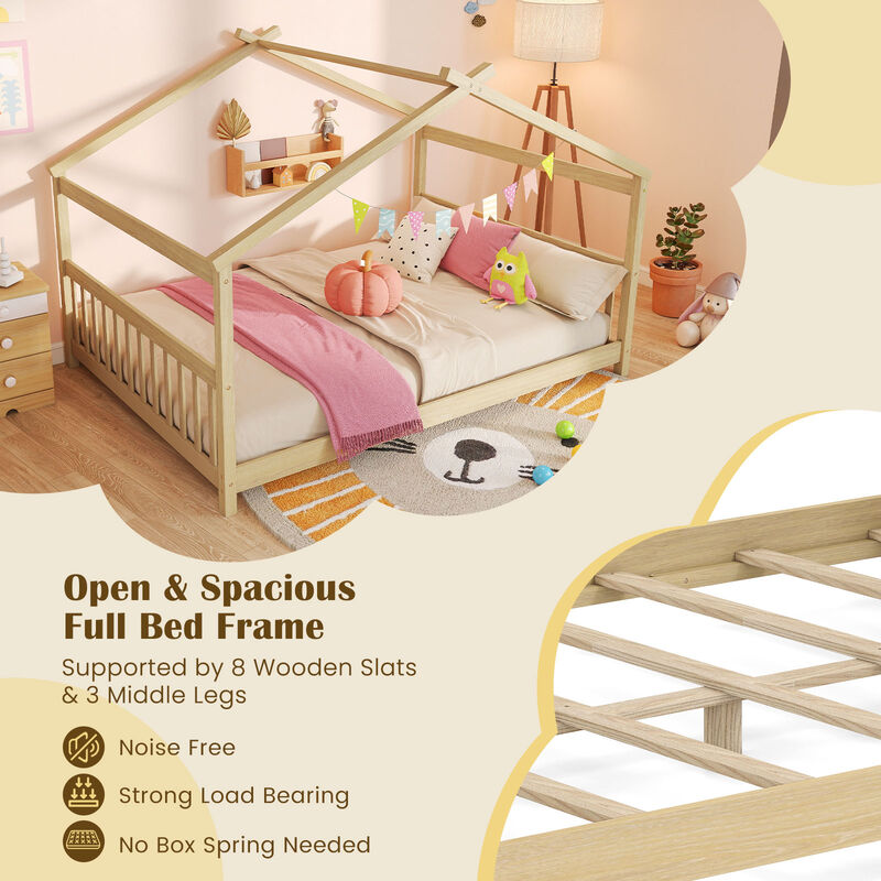 House Bed Frame with Headboard for Kids Bedroom image number 6