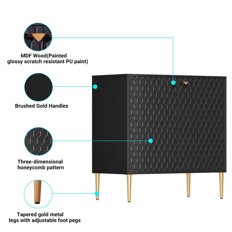 MONDAWE 32 in. H Modern Locker Accent Cabinet with 2-Door and Adjustable Shelves