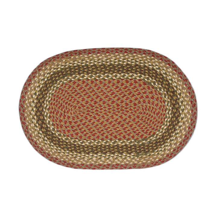 Earth Rugs C-24 Olive Burgundy Gray Oval Braided Rug 20 X 30