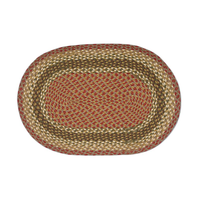 Earth Rugs C-24 Olive Burgundy Gray Oval Braided Rug 20 X 30 image number 0