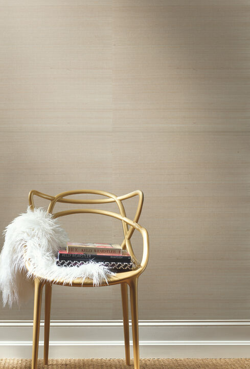 Plain Sisal Grasscloth Taupe & Silver Wallpaper