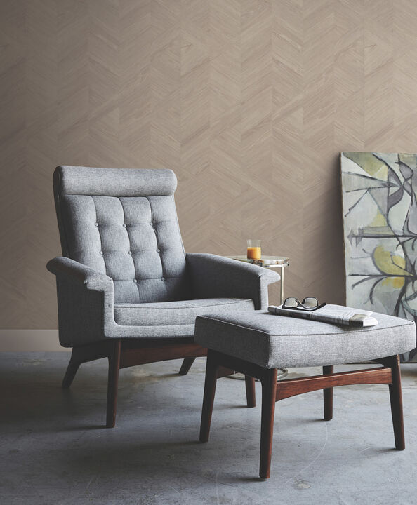 Interlocking Wood Taupe Wallpaper