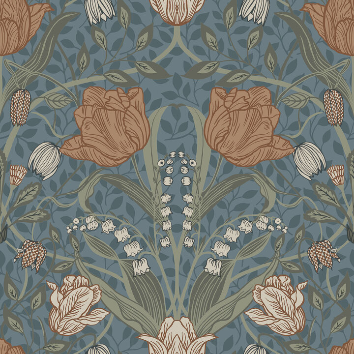 Filippa Blue Tulip Wallpaper