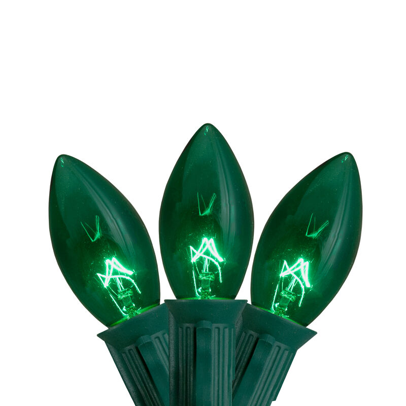 25-Count Green Transparent C9 Christmas Light Set  25ft Green Wire image number 0