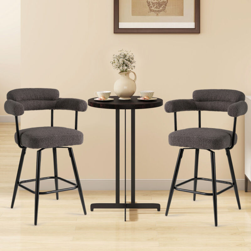 Swivel Bar Chairs Set of 2 Counter Height with Curved Back and Armrests image number 3
