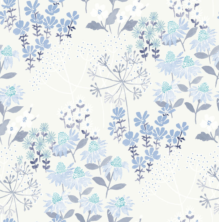 Cultivate Blue Springtime Blooms Wallpaper