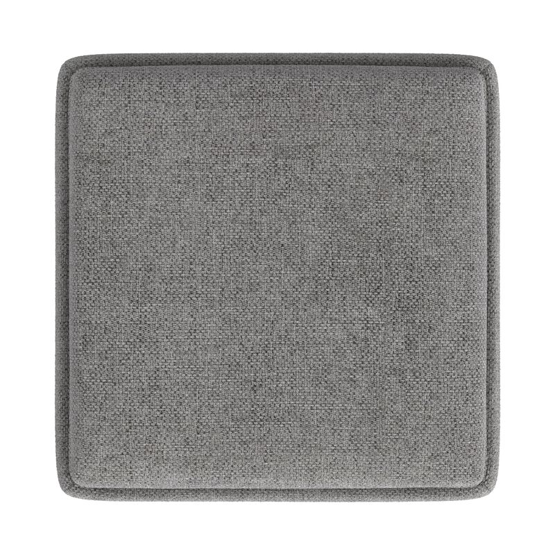 Soa Storage Accent Ottoman, 18 Inch Square Tray Top, Gray Woven Fabric
