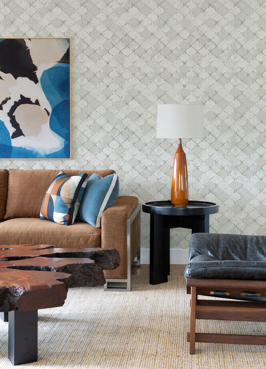 Pilak Silver Ogee Tile Wallpaper