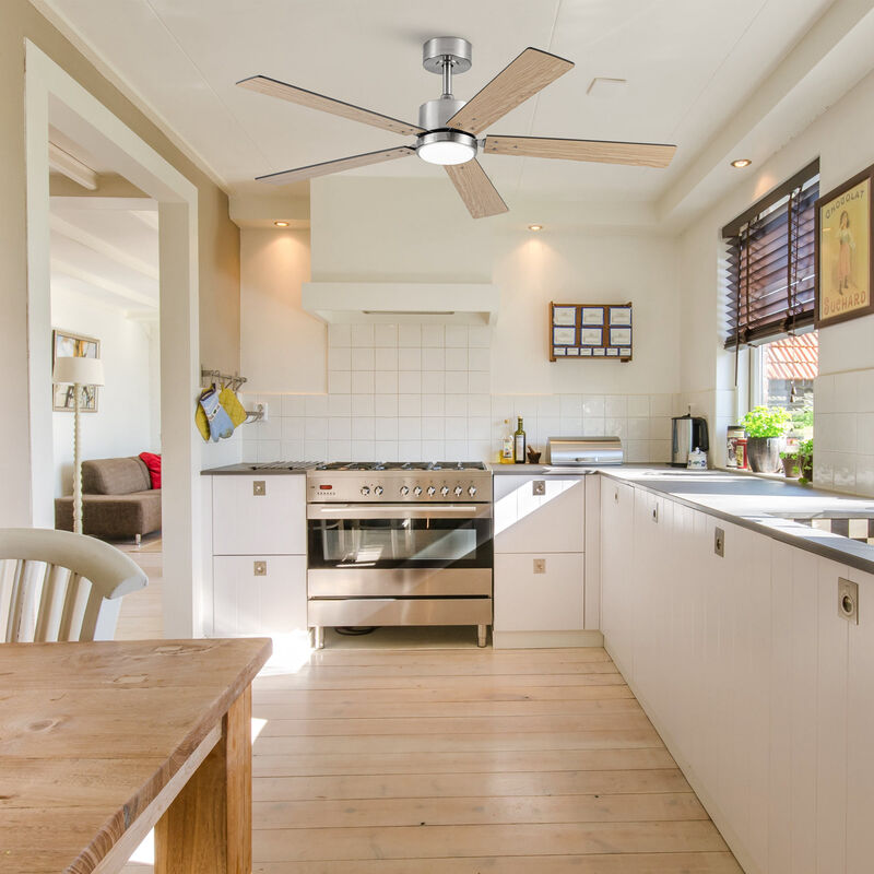 52 in. Smart Integrated LED Sand Nickel Ceiling Fan with APP Control and Remote