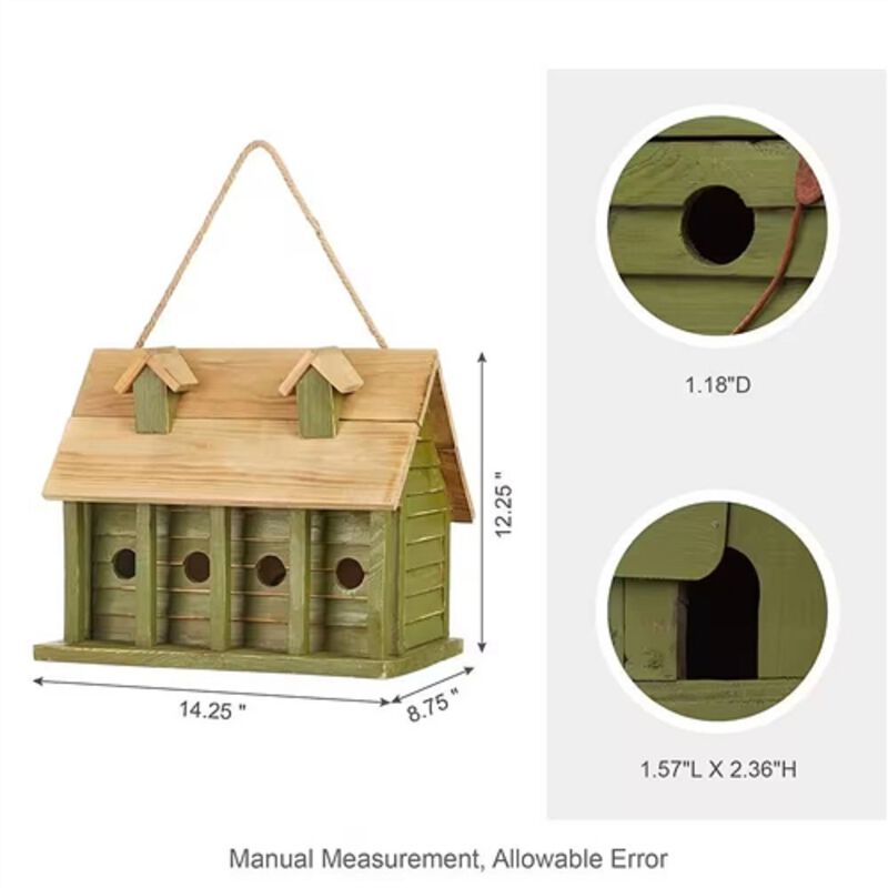 Wooden Garden Bird House with 1 Compartment – Features 4 Holes for Easy Entry