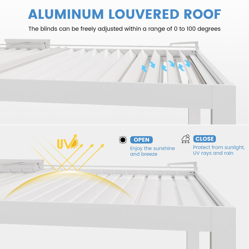 Mondawe 13'x14' Premium Solar Aluminum Pergola, With Intelligent Lighting & Concealed Drainage image number 6