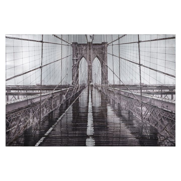 Black and White Brooklyn Bridge Rectangular Wall Art 40" x 60"