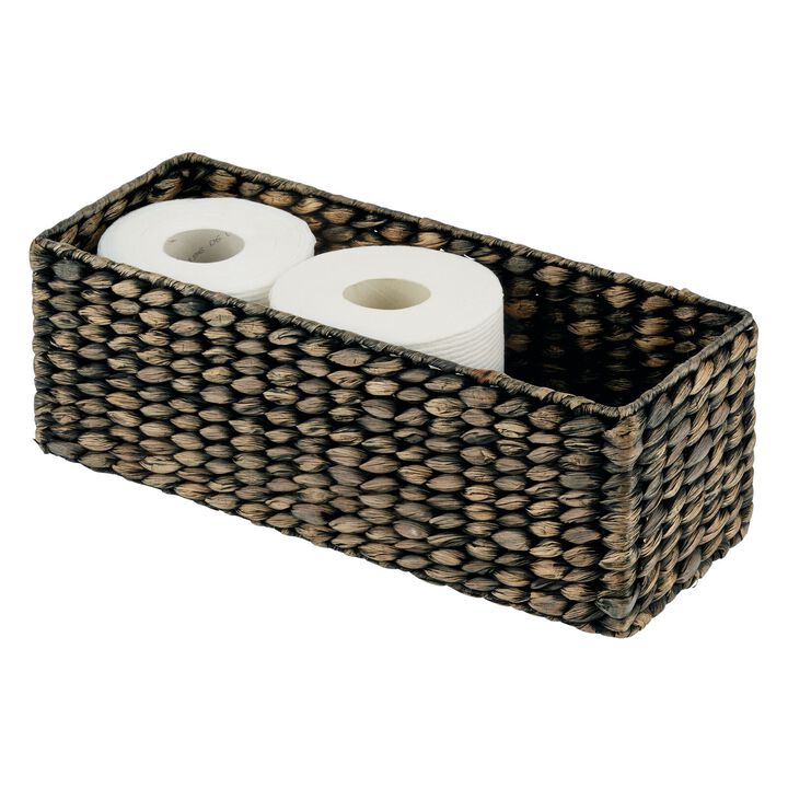 mDesign Woven Hyacinth Bathroom Toilet Tank Storage Basket Bin