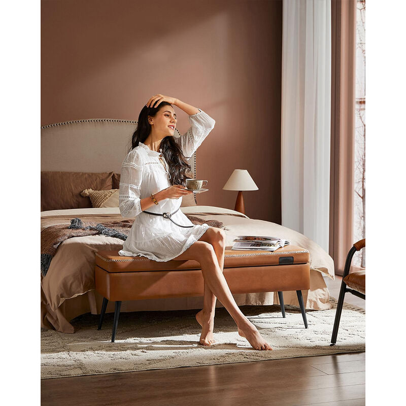 Storage Ottoman Bench with Steel Legs