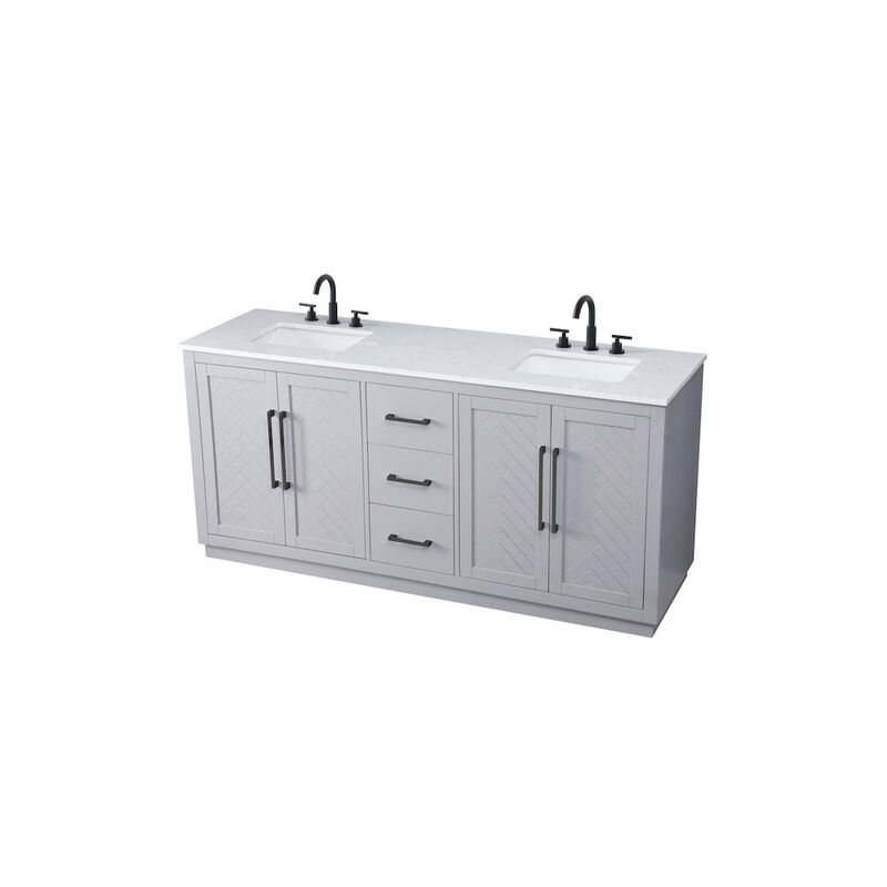 Elegant Kitchen and Bath 72 inch Double Bathroom Vanity in Grey