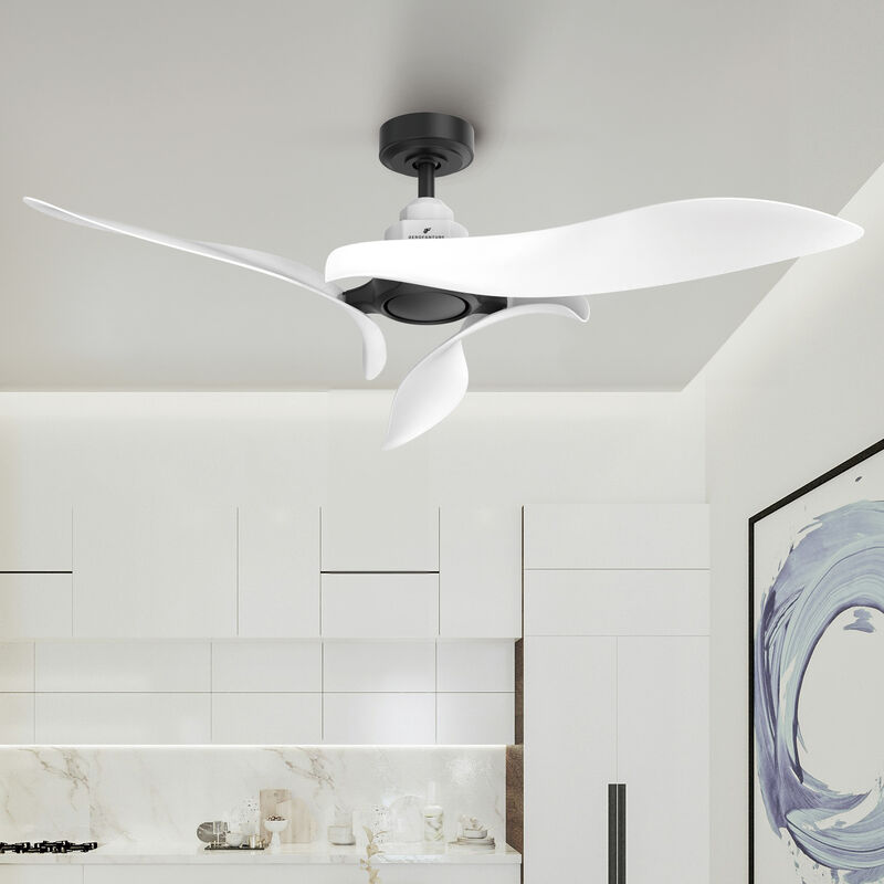 54 in. White Propeller Ceiling Fan with Remote without Light