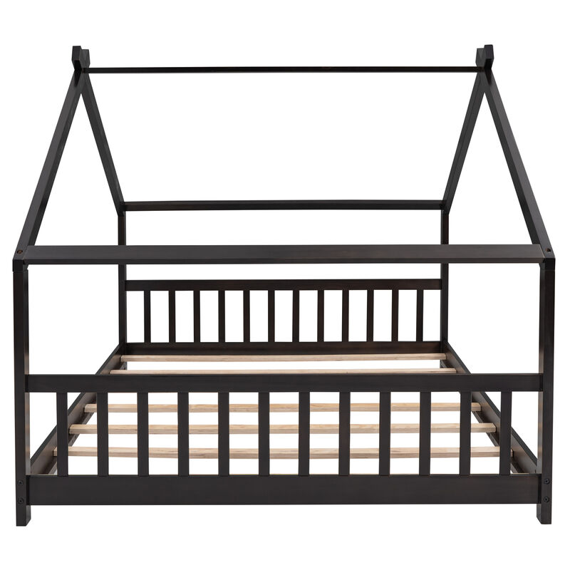 Full Size House Bed Wood Bed. image number 4