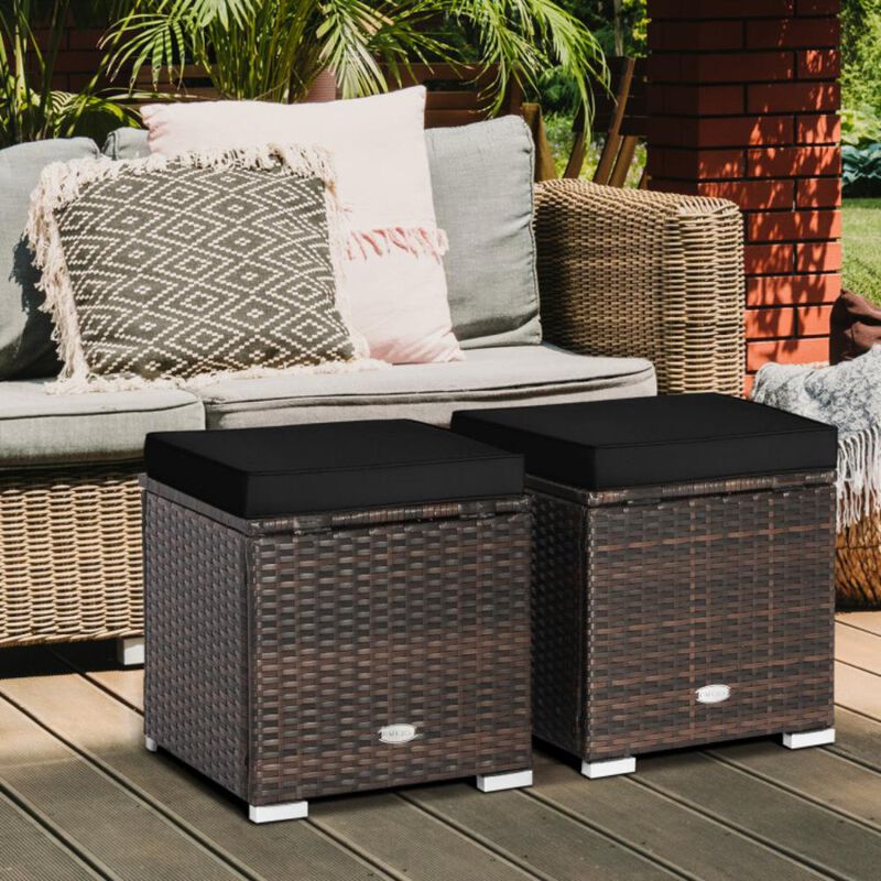 Hivvago 2 Pieces Patio Ottoman with Hidden Storage Space