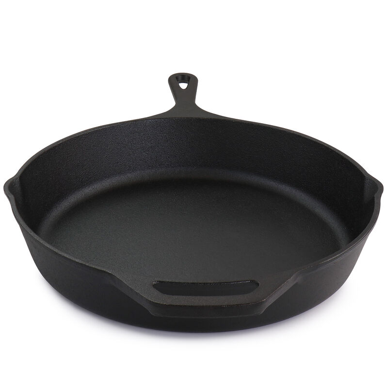 MegaChef 12 Inch Round Preseasoned Cast Iron Frying Pan in Black
