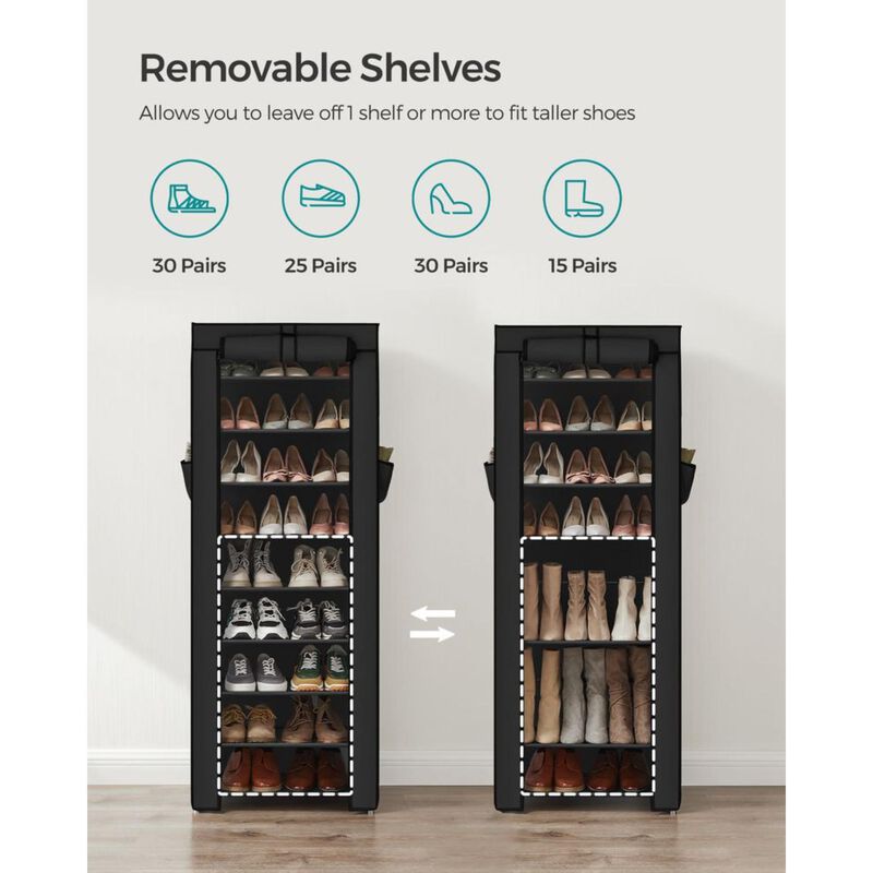 Hivvago Black Shoe Storage Tower with Cover