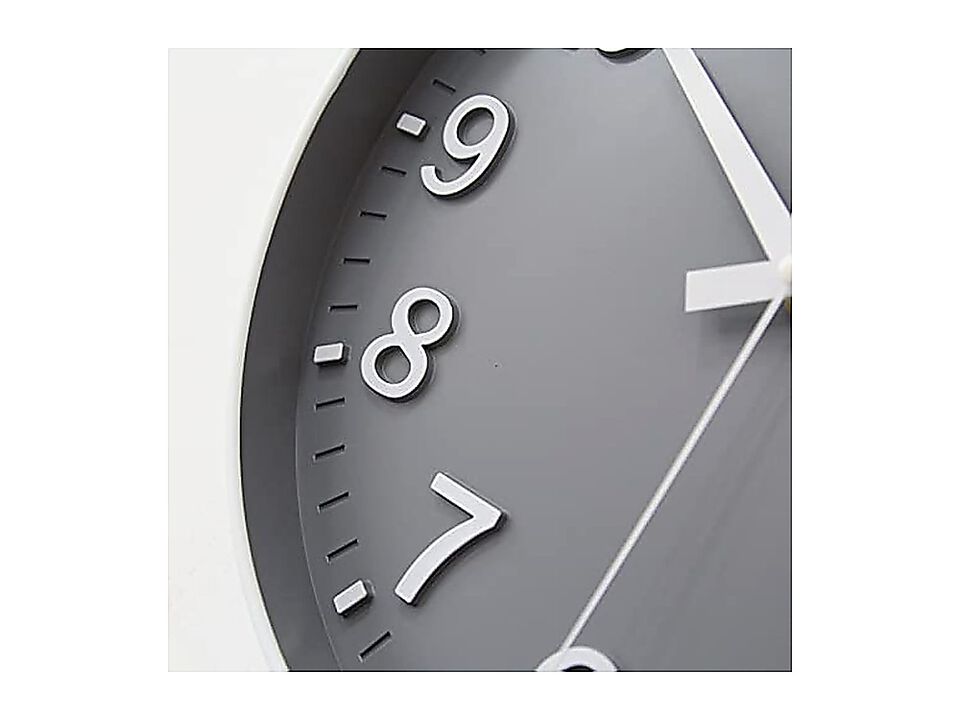 Grey Wall Clock 12 Inch Silent Non Ticking Living Room Bedroom Kitchen Office