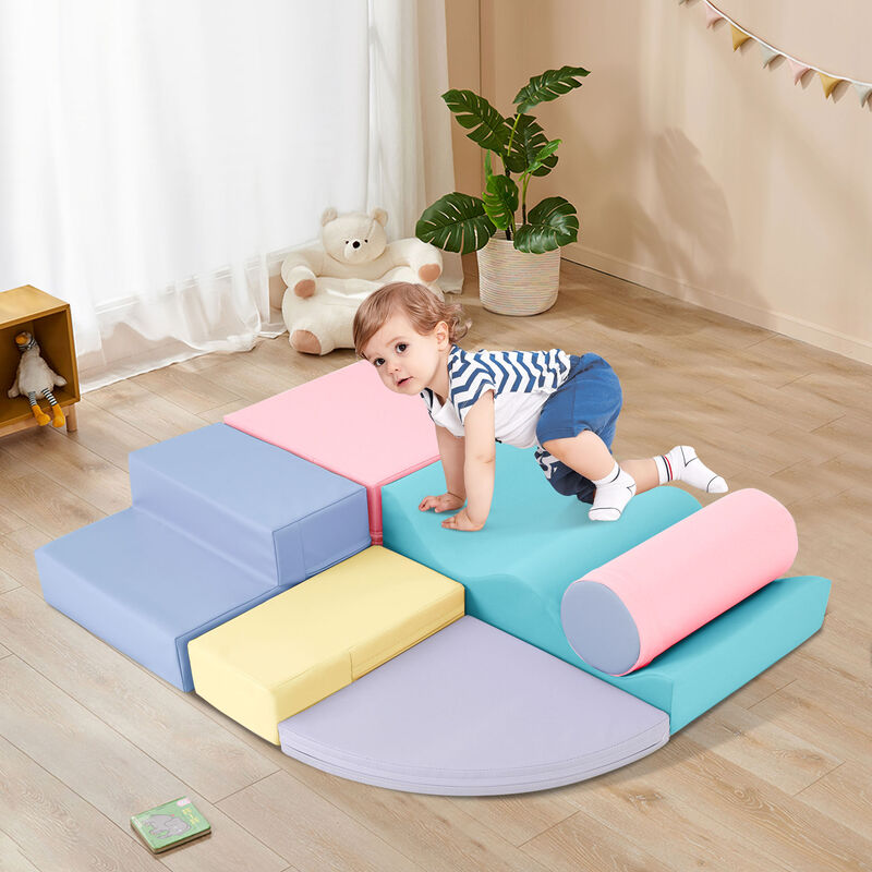Merax Soft Climb and Crawl Foam Kids Playset 6 in 1