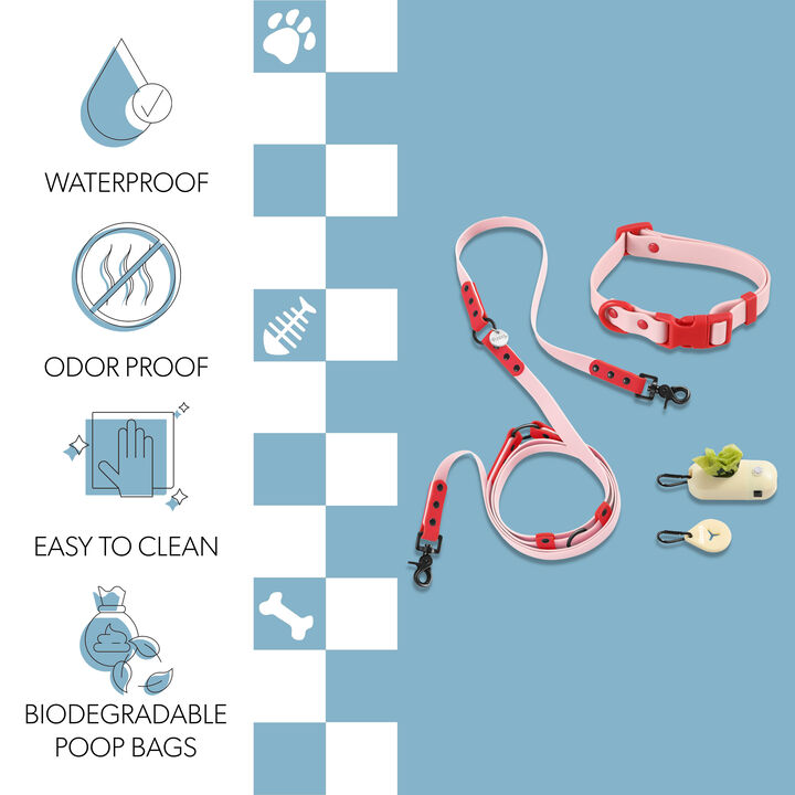 Luna Adjustable 6-in-1 Waterproof Hands-Free Leash and Collar with LED Flashlight