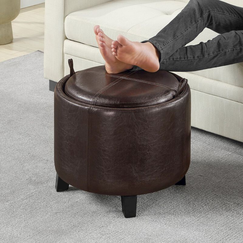 Convenience Concepts Designs4Comfort Oscar Storage Ottoman with Reversible Tray