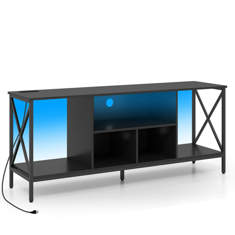 Entertainment Center TV Stand with LED Lighting and Power Outlets image number 0