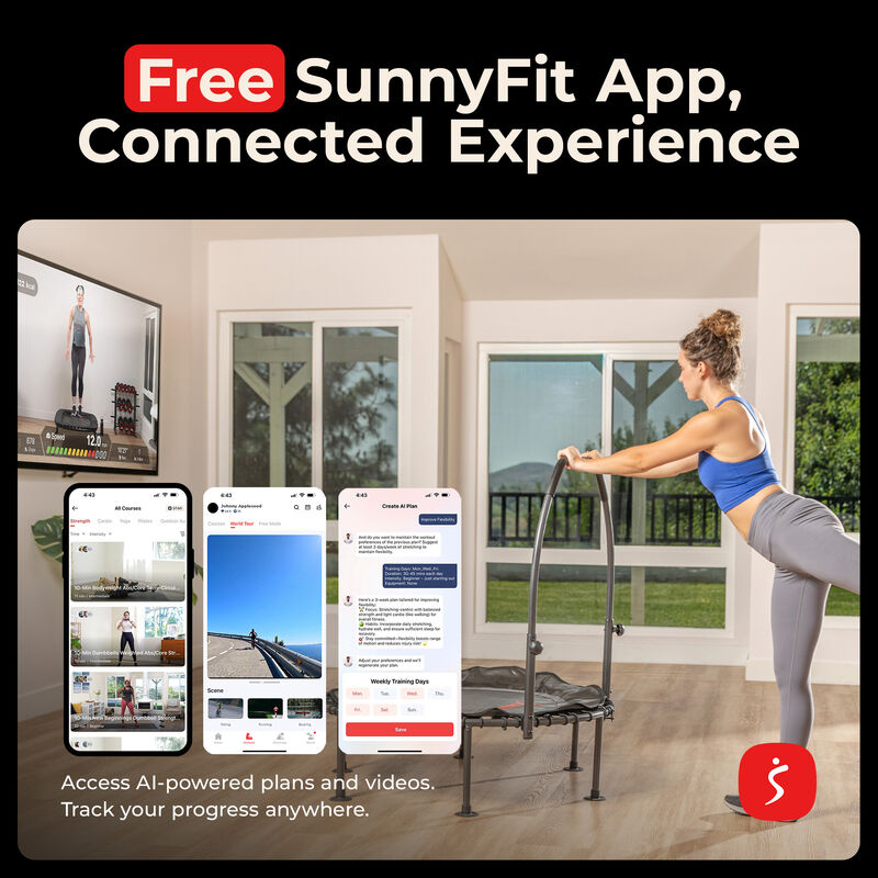 Sunny Health & Fitness Active Quiet Fitness 36" Trampoline with Adjustable Stability Handlebar image number 7