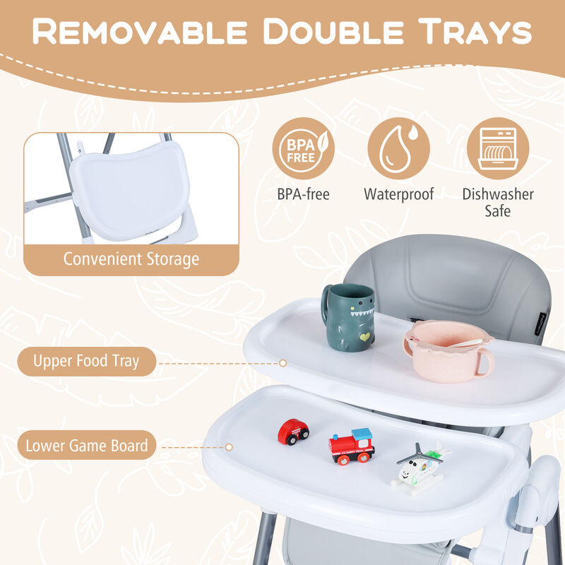 Compact Baby High Chair with Adjustable Height and Reclining Backrest image number 6