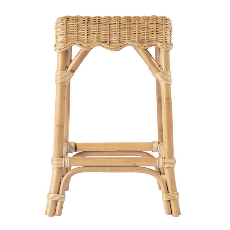 Butler Specialty Flora Rattan Scalloped Counter stool, Light Brown