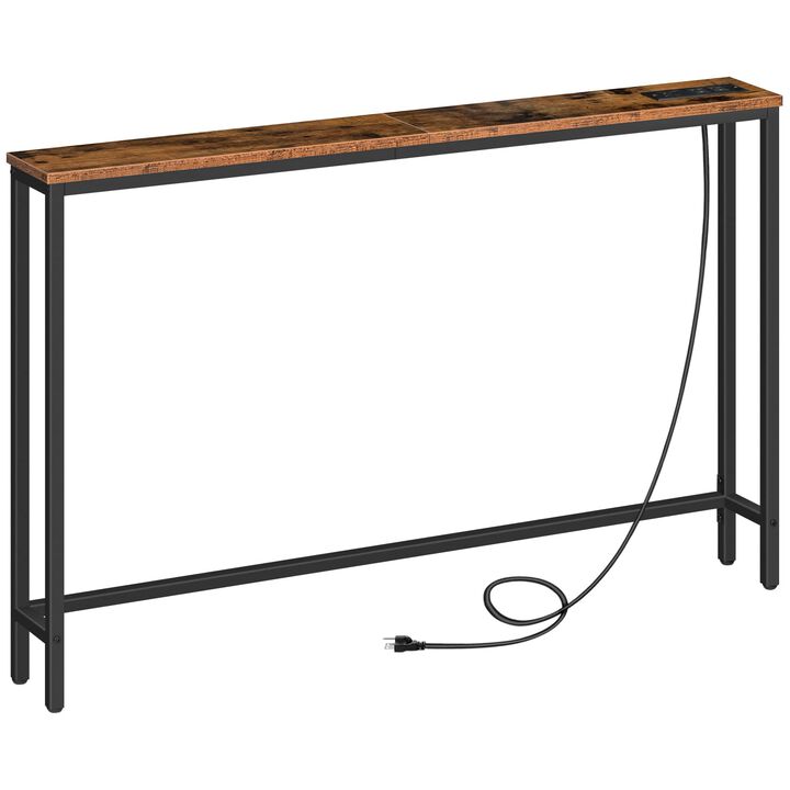 Slim Entryway Console Table with Power Outlets for Small Spaces
