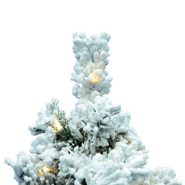 Vickerman Artificial 3' X 24" Indoor Flocked Alaskan Christmas Tree - 100 LED Pure White Lights - 127 PVC Tips