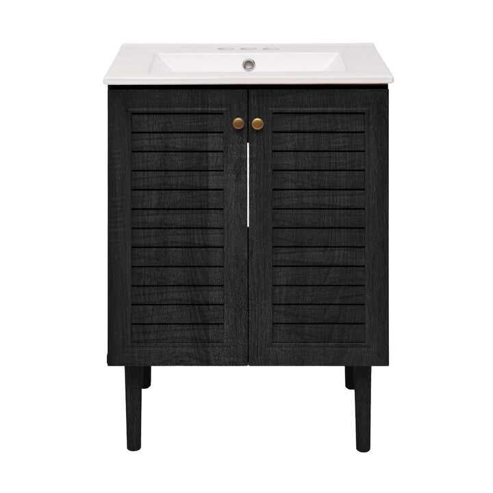 24" Freestanding Bathroom Vanity with 3-Hole Widespread Sink Top