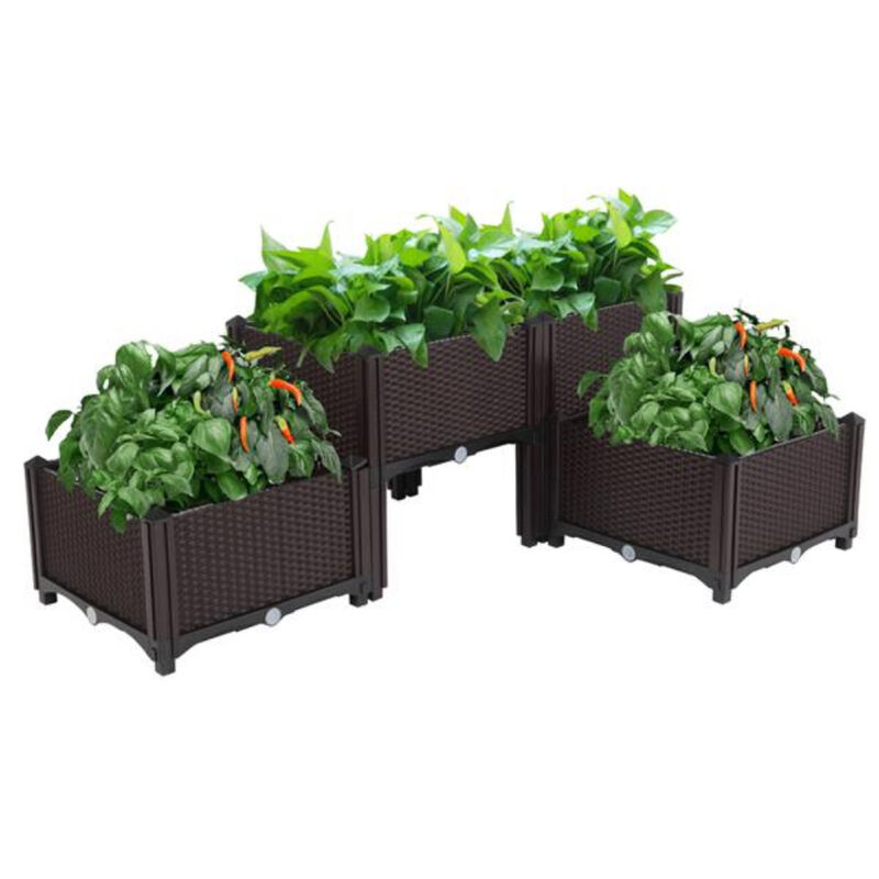 4PCS DIY Free Splicing Planting Box, Injection-Molded Raised Garden Planter