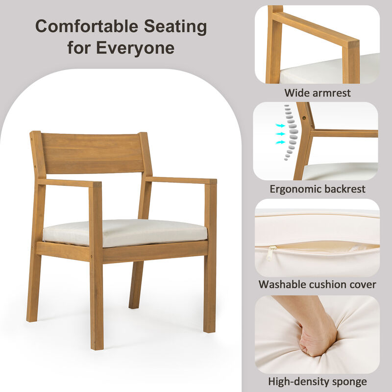 Whisen 6-Piece Rustic Outdoor Dining Set with Cushions image number 5