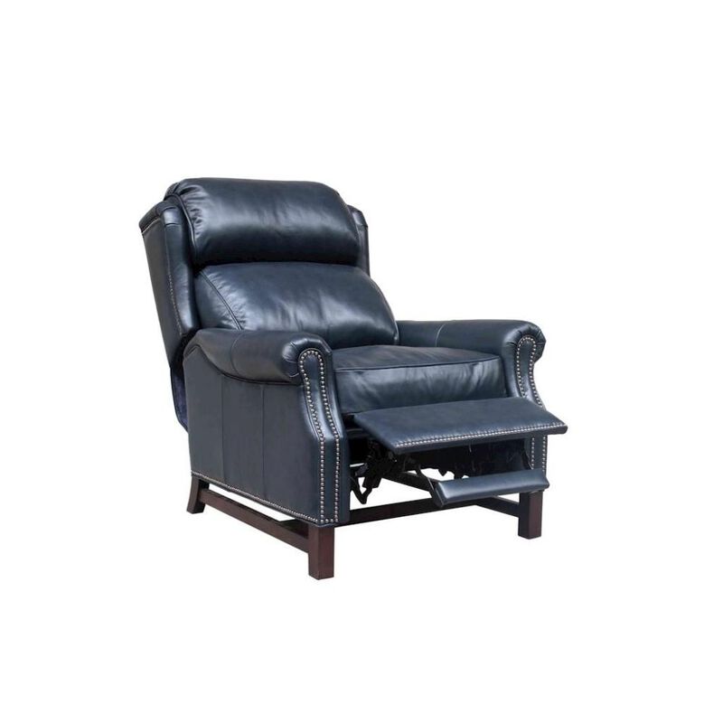 Starlight Canyon Home Blue Leather Recliner Chair with Push-Thru Arms and Footrest Support image number 0