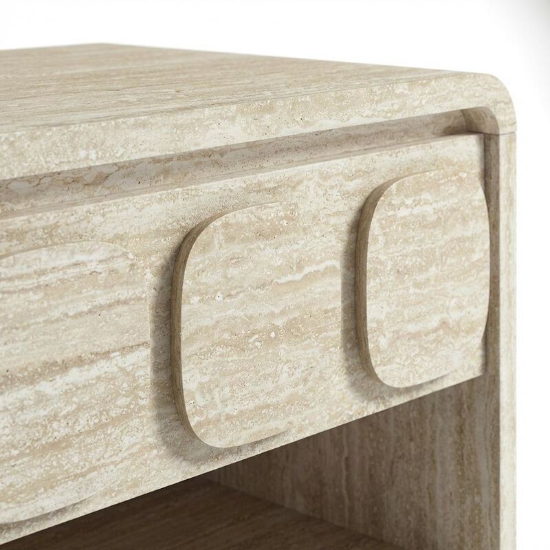 Gray Finish Nightstand with Minimalist Design and Smooth Surface image number 4
